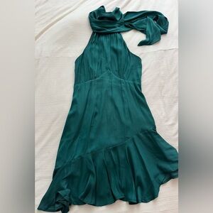 Hello Molly High Neck Satin Ruffle Mini Dress US 6